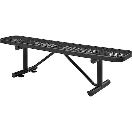 Global Industrial 6ft Outdoor Steel Flat Bench, Expanded Metal, Black 277156BK